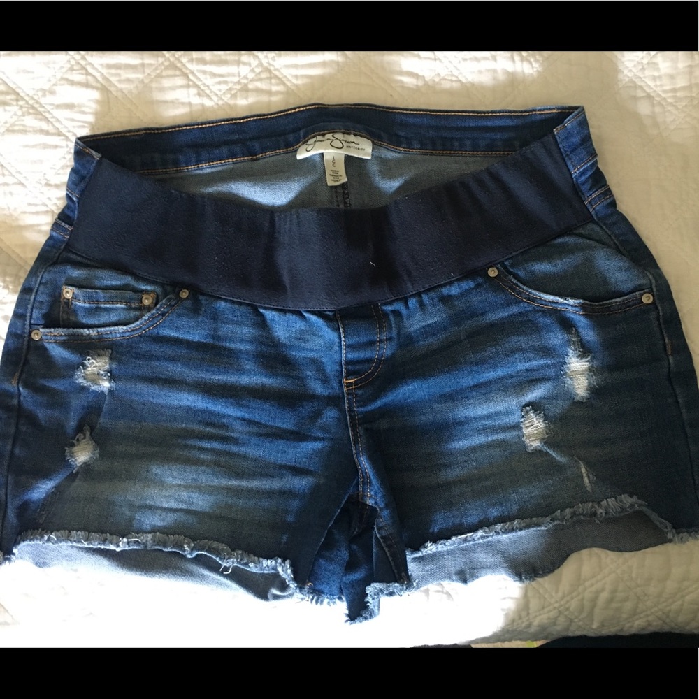 Jessica Simpson Maternity Shorts - denim cutoff